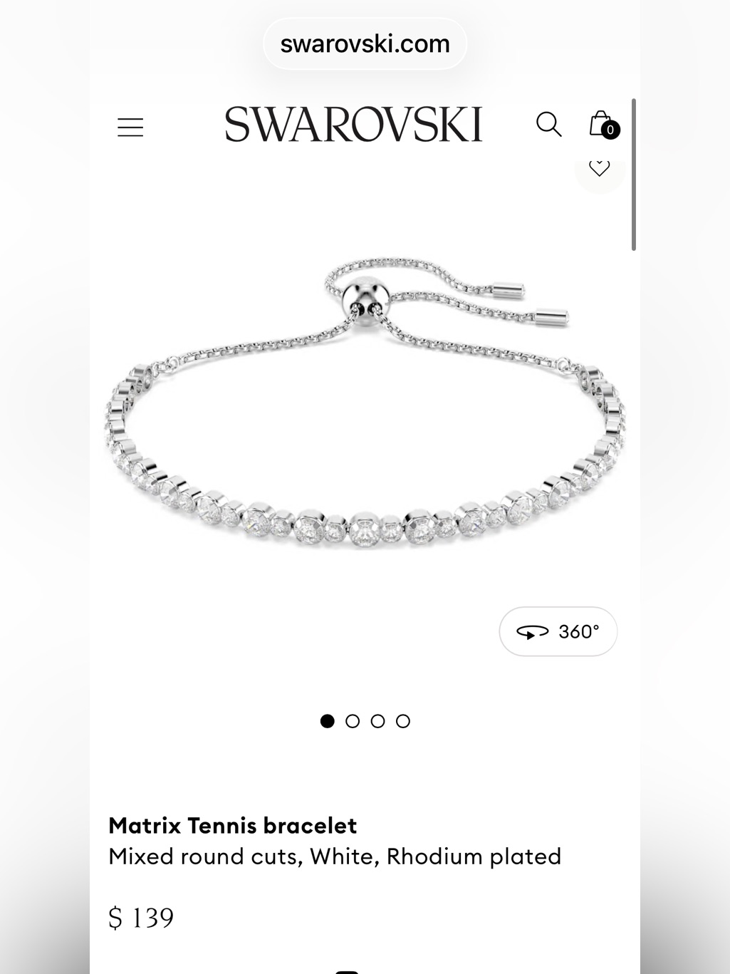 Swarovski Matrix White Crystal Adjustable Tennis Bracelet Brand New In Box